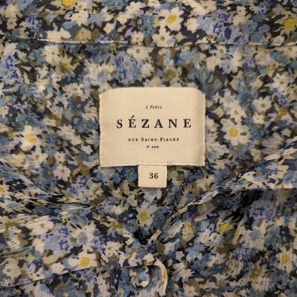 Sezane Tianna Shirt In Blue Floral Size 38 / US 6 / M - Picture 12 of 12